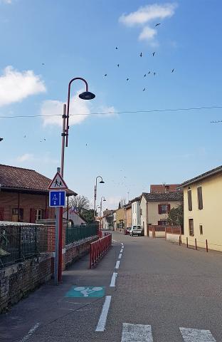 Luminaire équipé Kara en rue dans un village du Tarn