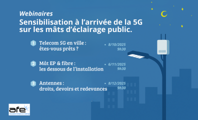 Webinaires de sensibilisation à l'arrivée de la 5G en ville en 2025 sur les mâts d'éclairage public